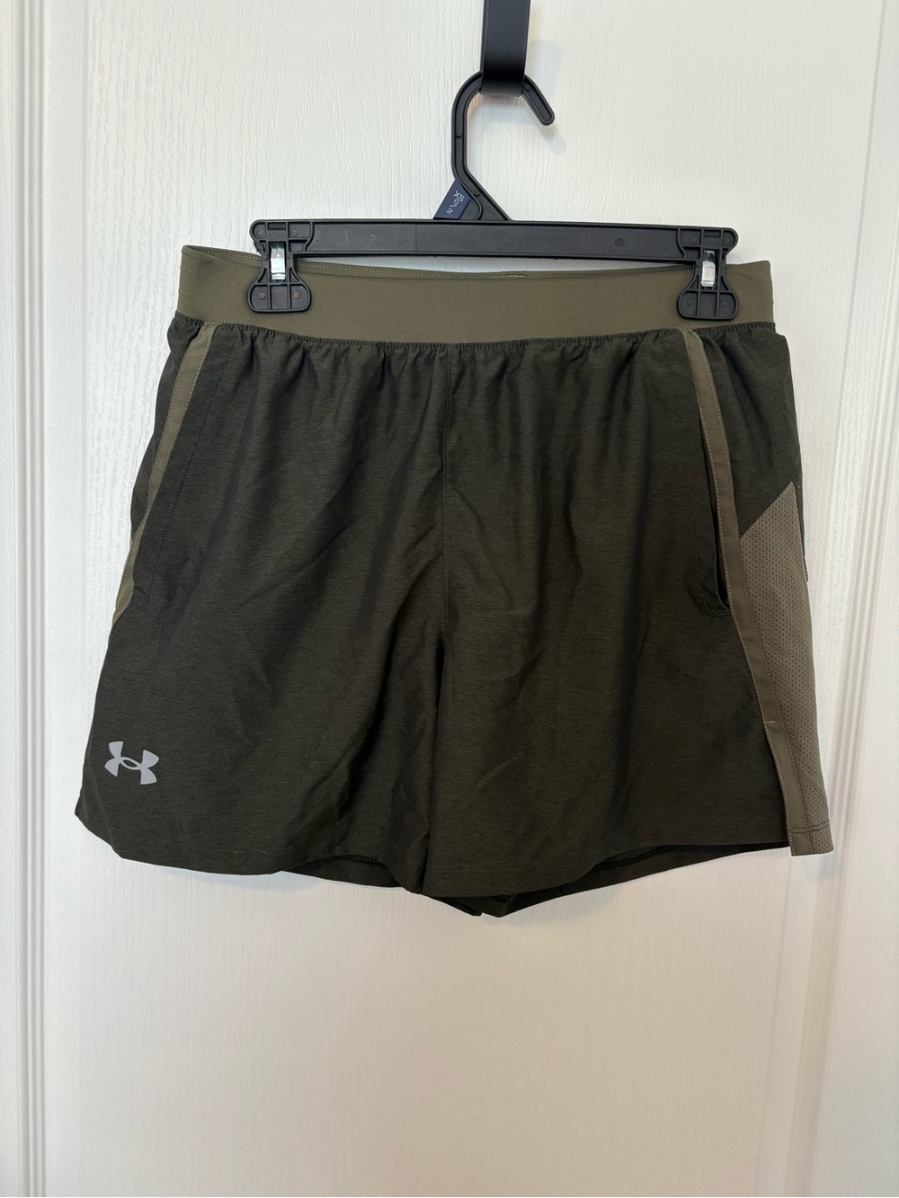 Under Armour Olive Green Men's Athletic Shorts with Mesh Side Panels